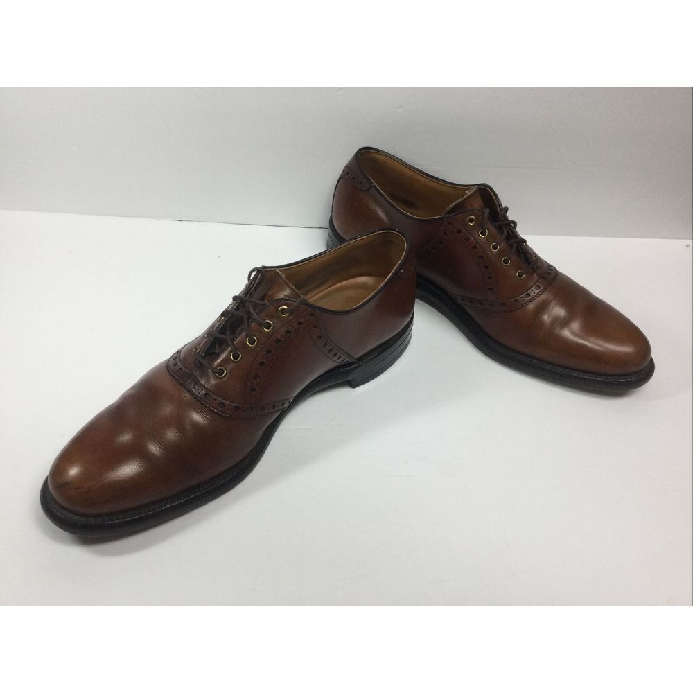 Foot-Joy Classics Mens Sz 10A Chestnut Brown Oxford Leather Brogue Saddle Shoes